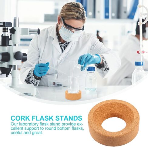 Homoyoyo 2pcs Cork round Bottom Flask Holders 110mm Laboratory Cork Flask Stands for Experimental round Base Natural Material Support Seat in Kuwait