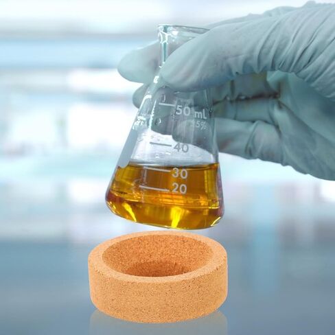 Homoyoyo 2pcs Cork round Bottom Flask Holders 110mm Laboratory Cork Flask Stands for Experimental round Base Natural Material Support Seat in Kuwait