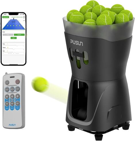 PT-Mini Pro Tennis Ball Machine | App Control | Beginner Training | Lightweight portable design, remote operation, adjustable speed, spin and feed for youth, family and home court practice in Kuwait