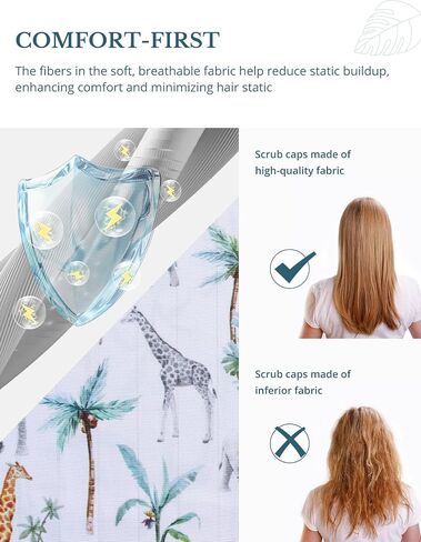Scrub Caps Women Ponytail – Tropical Animal Giraffe Elephant Double-Sided Printed Surgical Hat with Buttons and Sweatband, Soft Nurse Cap for Long Hair, Helps Reduce Static Buildup in Kuwait