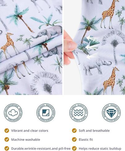 Scrub Caps Women Ponytail – Tropical Animal Giraffe Elephant Double-Sided Printed Surgical Hat with Buttons and Sweatband, Soft Nurse Cap for Long Hair, Helps Reduce Static Buildup in Kuwait