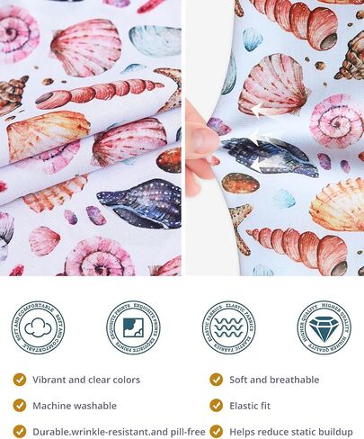 Scrub Caps Women Ponytail – Colorful Sea Shell Double-Sided Printed Surgical Hat with Buttons and Sweatband, Soft Nurse Cap for Long Hair, Helps Reduce Static Buildup in Kuwait
