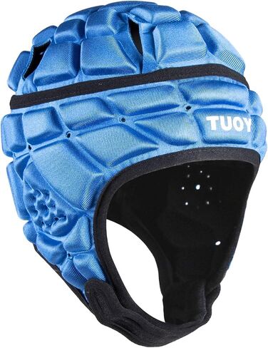 خوذة مبطنة للشباب من Rubgy Headguard مبطنة بعلم كرة القدم 7 ضد 7، أغطية رأس ناعمة لحارس المرمى واقية لكرة القدم (اللون الأزرق مقاس M) in Kuwait