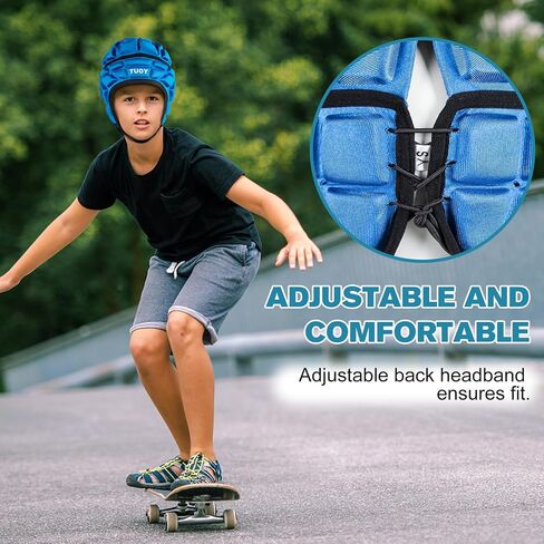 خوذة مبطنة للشباب من Rubgy Headguard مبطنة بعلم كرة القدم 7 ضد 7، أغطية رأس ناعمة لحارس المرمى واقية لكرة القدم (اللون الأزرق مقاس M) in Kuwait