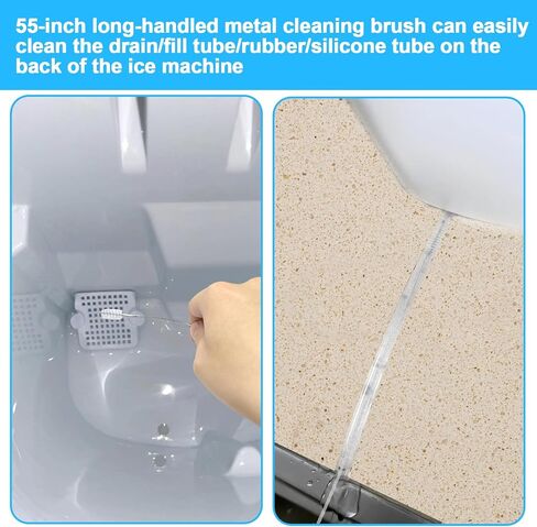 XANGNIER Ice Machine Cleaner Brush Kits,Countertop Ice Maker Cleaning Tools Accessories-2 Pcs Extra Long Pipe Drain Cleaners Brush and 8 Pcs Small Crevice Cleaning Brush for Tight Spaces in Kuwait