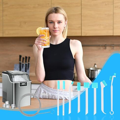 XANGNIER Ice Machine Cleaner Brush Kits,Countertop Ice Maker Cleaning Tools Accessories-2 Pcs Extra Long Pipe Drain Cleaners Brush and 8 Pcs Small Crevice Cleaning Brush for Tight Spaces in Kuwait