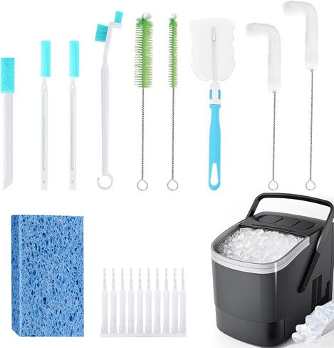 XANGNIER Ice Machine Cleaner Brush Kits,Countertop Ice Maker Cleaning Tools Accessories-2 Pcs Extra Long Pipe Drain Cleaners Brush and 8 Pcs Small Crevice Cleaning Brush for Tight Spaces in Kuwait