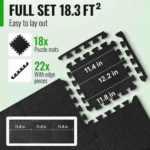 Floor Protection Mat with 18 sqft [12.6" x 12.6"] – Extra Thick Floor Mats [20% More Protection] – Non-Slip Protective Mats for Home Gym in Kuwait