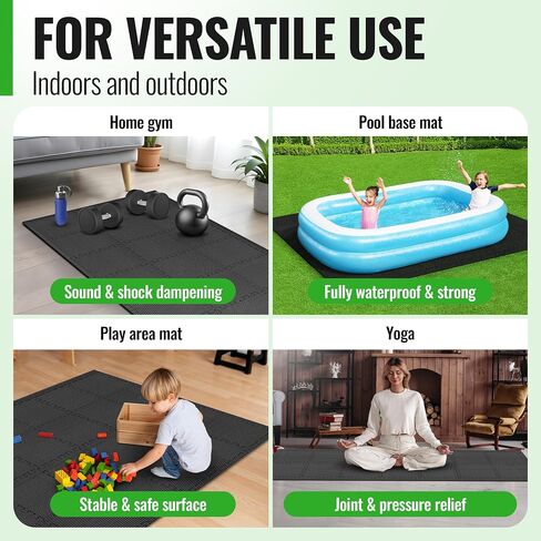 Floor Protection Mat with 18 sqft [12.6" x 12.6"] – Extra Thick Floor Mats [20% More Protection] – Non-Slip Protective Mats for Home Gym in Kuwait