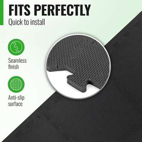 Floor Protection Mat with 18 sqft [12.6" x 12.6"] – Extra Thick Floor Mats [20% More Protection] – Non-Slip Protective Mats for Home Gym in Kuwait