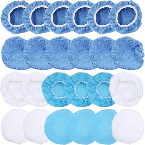 Set of 24 Polishing Wax Bonnet Set, Microfiber Car Polisher Cover, 6 Inch Buffing Pads for Effective Car Cleaning in Kuwait