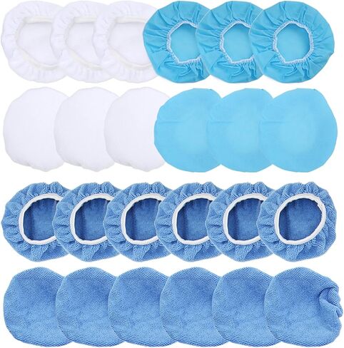 Set of 24 Polishing Wax Bonnet Set, Microfiber Car Polisher Cover, 6 Inch Buffing Pads for Effective Car Cleaning in Kuwait