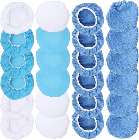 Set of 24 Polishing Wax Bonnet Set, Microfiber Car Polisher Cover, 6 Inch Buffing Pads for Effective Car Cleaning in Kuwait