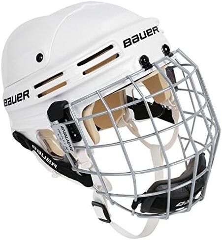 Bauer Profile II Ice Hockey Helmet Mask Cage مع أجهزة متزايدة - CSA ، CE ، HECC معتمد (أبيض ، صغير) in Kuwait