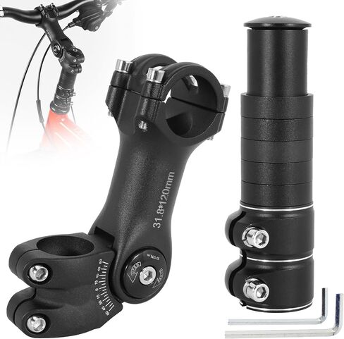 Adjustable Bike Stem Riser, 150mm Rise, Anti-Rust Aluminum Alloy,28.6mm Bike Fork Stem Fit 31.8mm Handlebar Stem with ±60° Angle for Mountain, Road, E-Bike & BMX in Kuwait