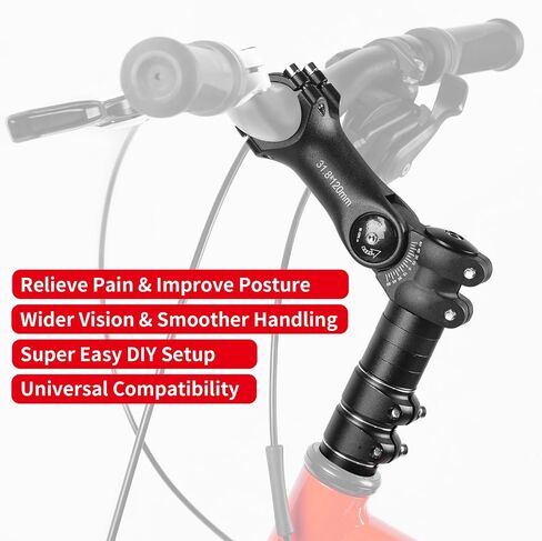 Adjustable Bike Stem Riser, 150mm Rise, Anti-Rust Aluminum Alloy,28.6mm Bike Fork Stem Fit 31.8mm Handlebar Stem with ±60° Angle for Mountain, Road, E-Bike & BMX in Kuwait