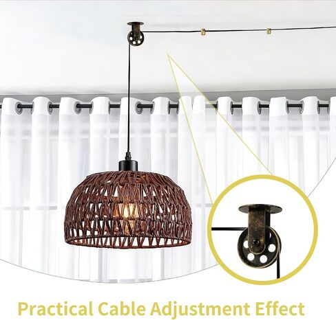 Pulley Wheel Kit, Wall Ceiling Mount Pulley for Plug in Pendant Light, Vintage Metal Pulley Wheels Set for Pendant Lighting Chandelier Ceiling Lights (Brushed Antique Gold) in Kuwait