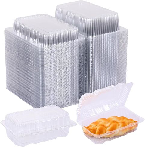 100 Pcs Clear Plastic Take Out Containers Bulk, Hinged Clamshell Loaf Containers Disposable Food Box with Lids for Bread, Sandwiches, Burgers, Snacks, Fruits, Salads (7.2" x 5"x 2.9" - 100pcs) in Kuwait