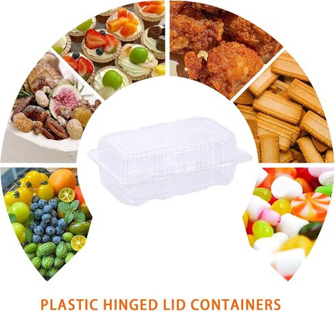 100 Pcs Clear Plastic Take Out Containers Bulk, Hinged Clamshell Loaf Containers Disposable Food Box with Lids for Bread, Sandwiches, Burgers, Snacks, Fruits, Salads (7.2" x 5"x 2.9" - 100pcs) in Kuwait