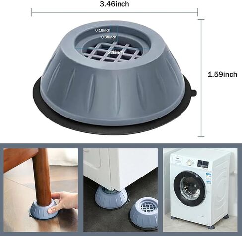 4Pcs Anti Vibration Pads for Washing Machine & Dryer - Universal Shock Absorber & Noise Cancelling Pads - Heavy Duty Rubber Floor Protectors - Prevent Moving, Shaking & Scratching in Kuwait