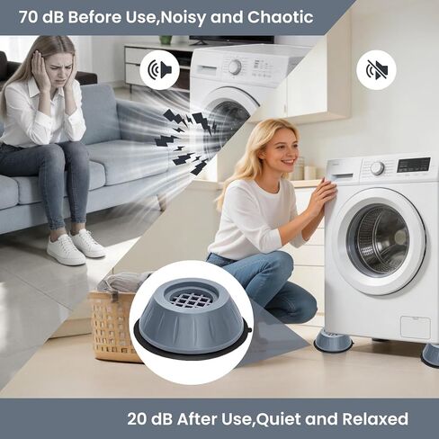 4Pcs Anti Vibration Pads for Washing Machine & Dryer - Universal Shock Absorber & Noise Cancelling Pads - Heavy Duty Rubber Floor Protectors - Prevent Moving, Shaking & Scratching in Kuwait