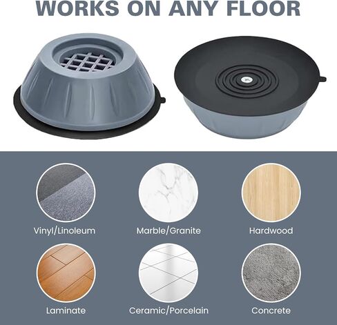 4Pcs Anti Vibration Pads for Washing Machine & Dryer - Universal Shock Absorber & Noise Cancelling Pads - Heavy Duty Rubber Floor Protectors - Prevent Moving, Shaking & Scratching in Kuwait