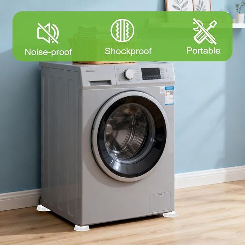 Anti Vibration Pads for Washing Machine, 4 Pack Clear PU Washer Dryer Feet Pads with Leveling Tool, Noise Reducing Anti Slip Anti Walk Shock Absorber Stabilizer for Washer, Dryer & Furniture in Kuwait