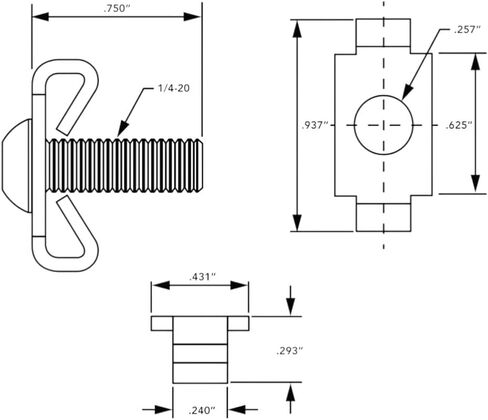 Standard End Fastener Assembly | 1/4-20 | 10 Series (15 Pack) Aluminum Extrusion Compatible with 80/20 3381 in Kuwait