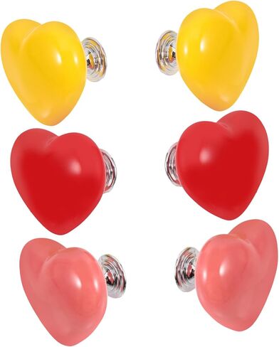 VILLCASE 6pcs Ceramic Heart Shaped Toilet Push Button Flush Replacement Set with Wear-resistant Design for Dresser and Wardrobe Handles, Modern Minimalist Style, for Bedrooms and Storage in Kuwait