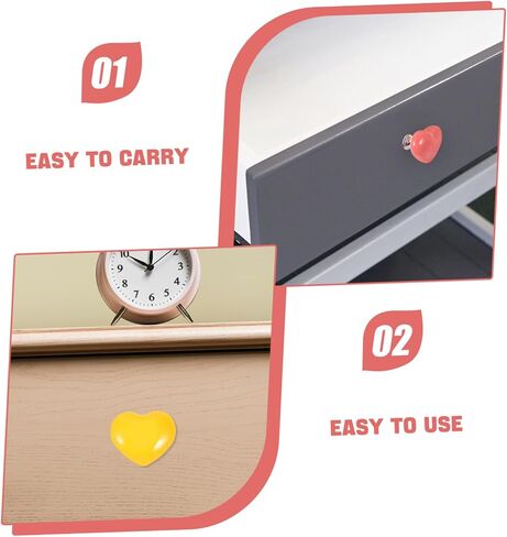 VILLCASE 6pcs Ceramic Heart Shaped Toilet Push Button Flush Replacement Set with Wear-resistant Design for Dresser and Wardrobe Handles, Modern Minimalist Style, for Bedrooms and Storage in Kuwait