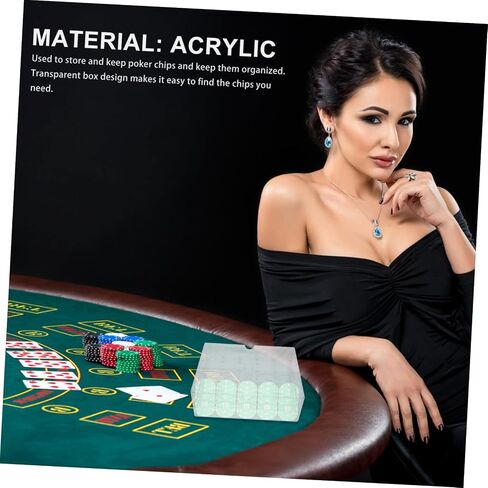 OSALADI Acrylic Poker Chip Storage Box Lid 200-Count Chip Organizer for Poker Games for Gamers in Kuwait