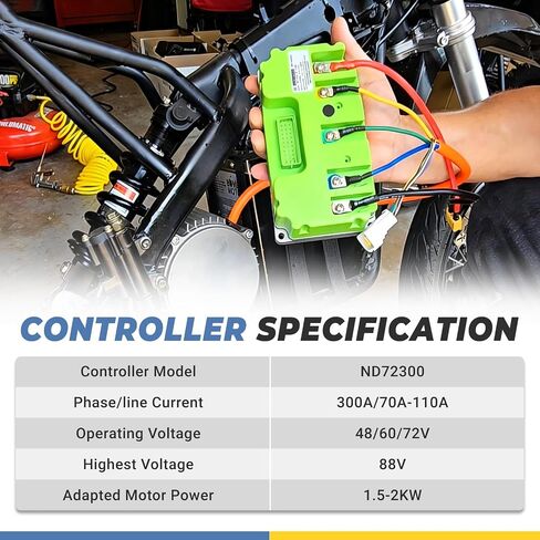 72V ND72300 Fardriver Controller BLDC, 300A Programmable High Power Brushless DC Motor Sine Wave Controller Fit for Electric Motorcycle Motor E-Bike Scooter Motor in Kuwait