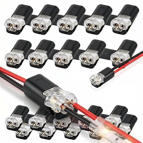 100pcs 2 Pin Double Wire Plug in Connector with Locking Buckle, Quick-Clip Fasteners Multi-Purpose Snap-On Blocks for Strip Lights DIY Crafting, Low-Voltage Decor & Model Kits in Kuwait