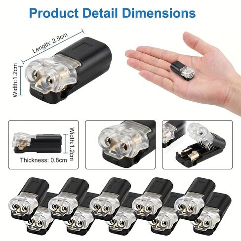 100pcs 2 Pin Double Wire Plug in Connector with Locking Buckle, Quick-Clip Fasteners Multi-Purpose Snap-On Blocks for Strip Lights DIY Crafting, Low-Voltage Decor & Model Kits in Kuwait
