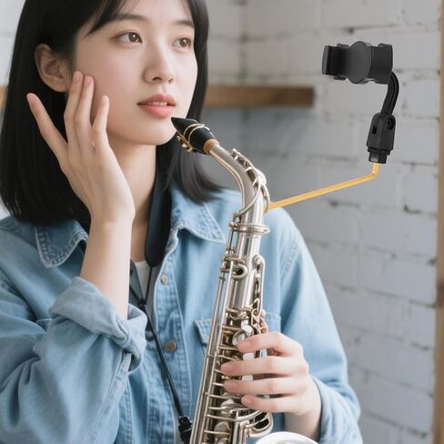 KALLORY Universal Saxophone Lyre Music Holder Clip with Abs and Stainless Steel Construction for Smartphones and Tablets, Handsfree Practice Stand Suitable for Marching Band Events in Saudi Arabia