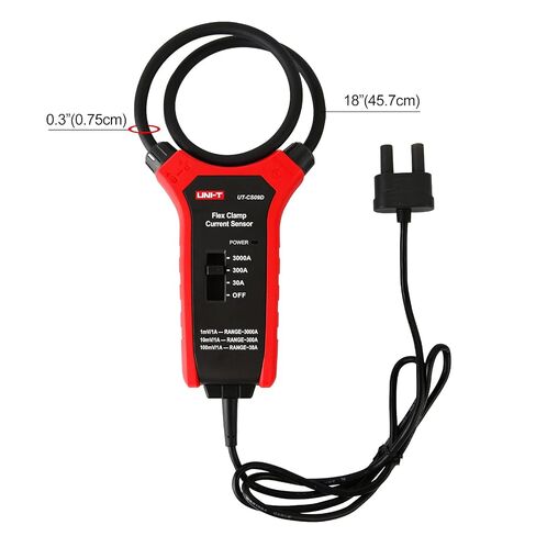 UNI-T Flexible Current Probe UT-CS09D, 18" Flex Clamp, 0.1A Resolution, 3000A Current Paired with UT208B / UT206B Digital Clamp Meter, 500Hz Frequency Response, 1-Meter Drop Durability in Kuwait