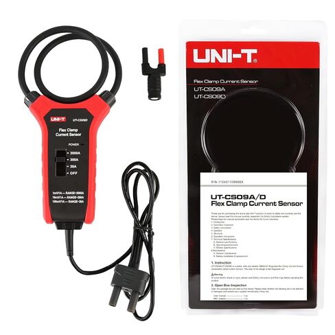 UNI-T Flexible Current Probe UT-CS09D, 18" Flex Clamp, 0.1A Resolution, 3000A Current Paired with UT208B / UT206B Digital Clamp Meter, 500Hz Frequency Response, 1-Meter Drop Durability in Kuwait