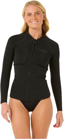 Rip Curl 2025 Womens Dawn Patrol 1.5mm Front Zip Jacket 119WWJ - Black in Saudi Arabia