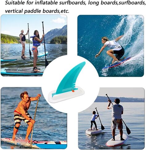 LOOEEL 1 PCS Surfing Fins,Inflatable Paddle Board Fins,7''SUP Blue Single Center Fin with White Base,Detachable Fin Dock Tail Fin for Long Board Paddle Board Surfboard Surfing Kayak Fin. in Kuwait