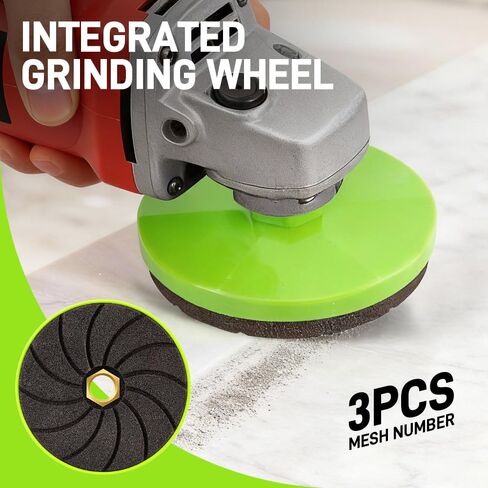 LOZLIN Diamond Polishing Pads, 3 Pack 4 Inch, for Tile, Marble and Granite, Chamfering, Edge Shaping, 50/100/200 Grit, Angle Grinder in Kuwait