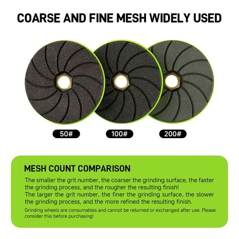 LOZLIN Diamond Polishing Pads, 3 Pack 4 Inch, for Tile, Marble and Granite, Chamfering, Edge Shaping, 50/100/200 Grit, Angle Grinder in Kuwait