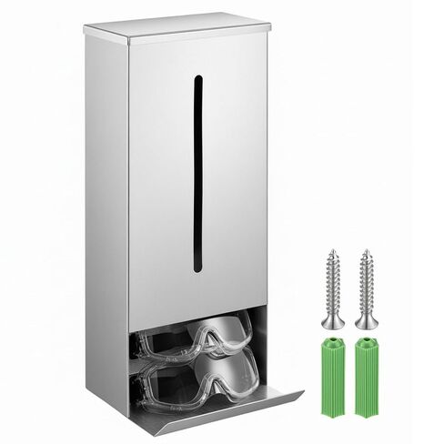 1 Pcs Stainless Steel Safety Glasses Dispenser with Lid, Wall Mount, Countertop, 16 x 6.75 x 5.75 Dustproof Safety Glasses Holder Case for Lab Industrial Factory Protective Eyewear Goggles in Kuwait