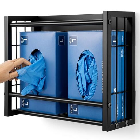 Magnetic Glove Box Holder, Glove Holder for Wall Mount - 2-Box Capacity Metal Dispenser with Screws for Rubber Latex Disposable Gloves & Tissues, Toolbox Garage Kitchen Fridge Workshop in Kuwait