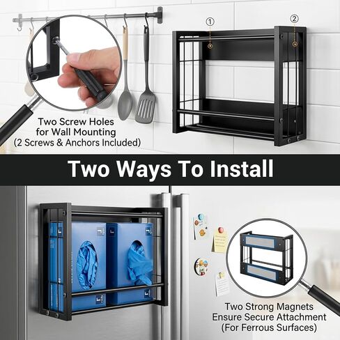 Magnetic Glove Box Holder, Glove Holder for Wall Mount - 2-Box Capacity Metal Dispenser with Screws for Rubber Latex Disposable Gloves & Tissues, Toolbox Garage Kitchen Fridge Workshop in Kuwait