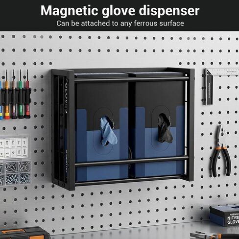 Magnetic Glove Box Holder, Glove Holder for Wall Mount - 2-Box Capacity Metal Dispenser with Screws for Rubber Latex Disposable Gloves & Tissues, Toolbox Garage Kitchen Fridge Workshop in Kuwait