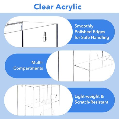 FOUR E'S SCIENTIFIC Acrylic Safety Glasses Dispenser, Wall Mount or Countertop Glove Box Organizer Storage Bin Holder Shoe Covers Tissue Box Shelf Multi-Function for Lab, Industrial, Factory, Office in Kuwait