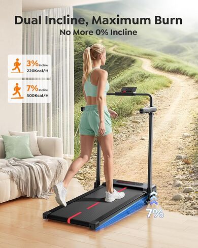 Walking Pad Treadmill with Removable Desk Workstation, 3 in 1 Foldable Treadmill with Adjustable Handle Bar for Home/Office, Treadmills for Home with Magnetic Remote & APP Control in Kuwait