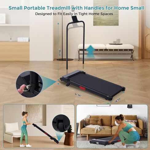 Portable Walking Pad Treadmill with Incline, 0.6-7.6MPH Mini Walking Treadmills for Home Small,3.0HP Electric Treadmill for Exercising, Small Treadmills with Handle Bar, 350 LB Capacity in Kuwait