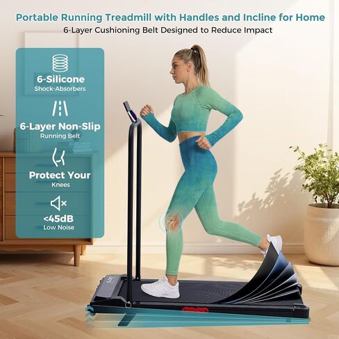 Portable Walking Pad Treadmill with Incline, 0.6-7.6MPH Mini Walking Treadmills for Home Small,3.0HP Electric Treadmill for Exercising, Small Treadmills with Handle Bar, 350 LB Capacity in Kuwait