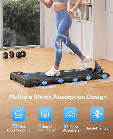 Walking Pad with Incline 7%-9%, 5 in 1 Portable Treadmills for Home & Office, 2.75HP Brushless Under Desk Treadmill, LED Display, Remote&APP Control, No Installation in Kuwait